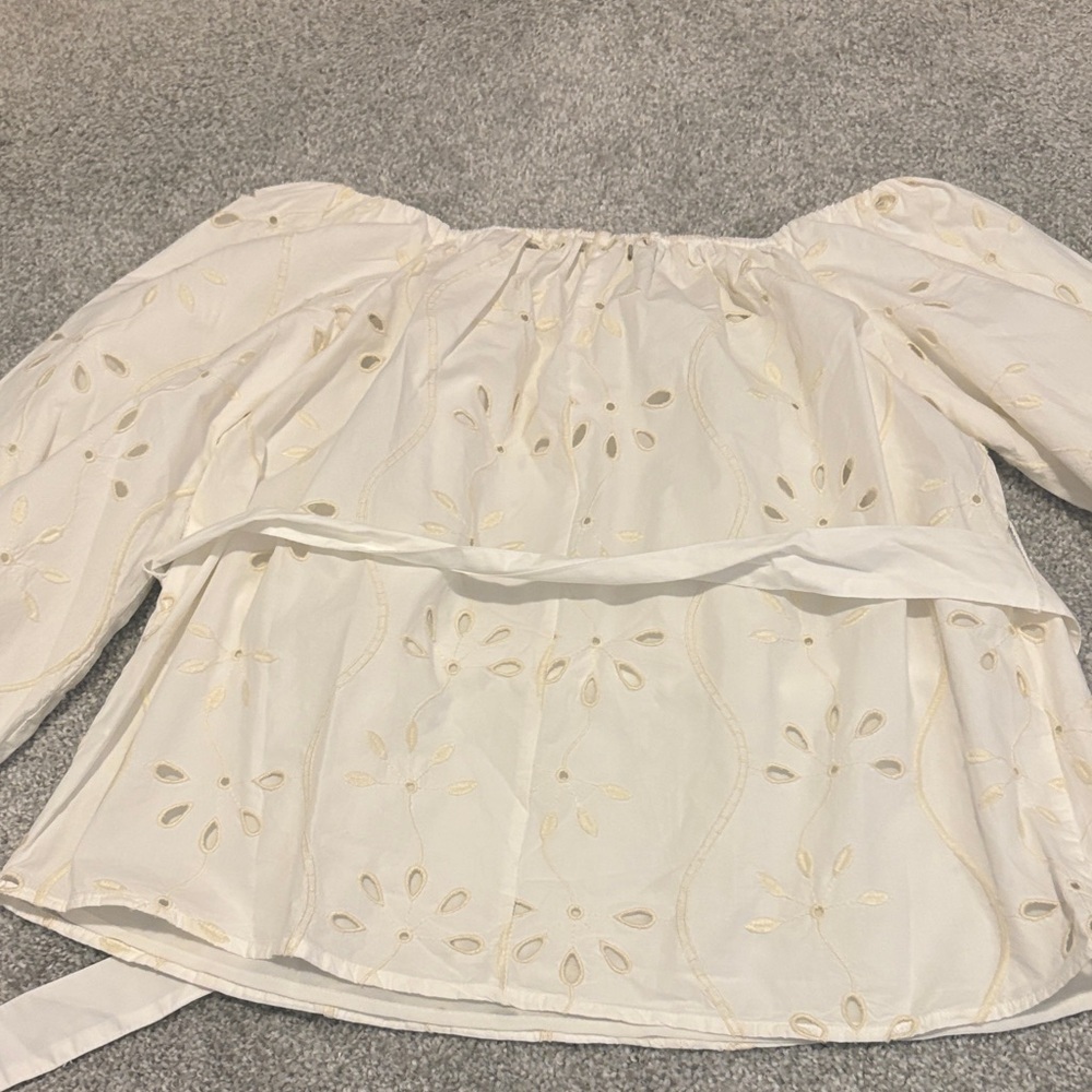 River Island Cream Embroidered Blouse neutral coastal feminine - Picture 8 of 8